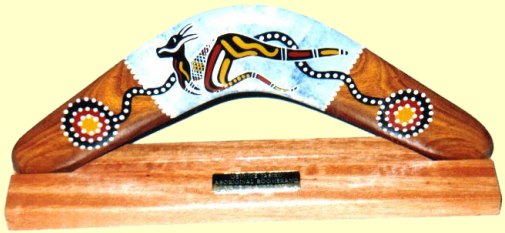 corporate gift - Australian boomerang on a stand with engraved plaque