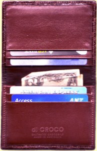 Open small wallet cardholder made of crocodile leather