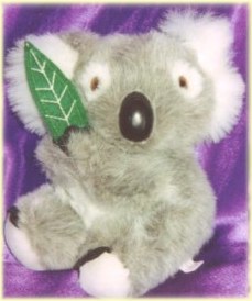 koala toy with eucalyptus leaf