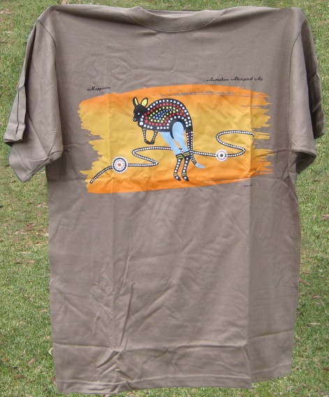 Beige t-shirt with Aboriginal design