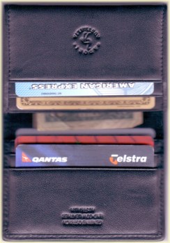 Ostrich leather black wallet open