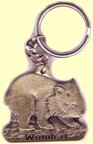 Cast metal chain key ring featuring wombat