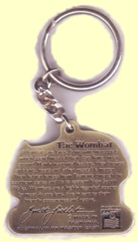 Wombat cast metal chain key ring back side view