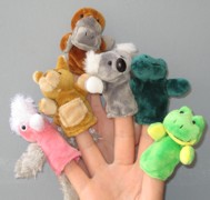 Australian Animals Finger Puppet Toys. Galah, kangaroo, platypus, koala, crocodile, toad
