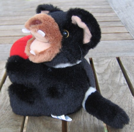Soft toy Tasmanian devil with apple