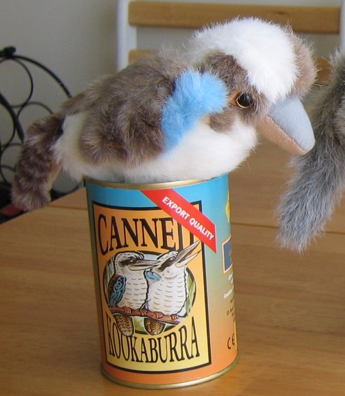 Canned kookaburra toy