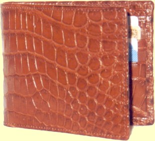 top of the range crocodile leather wallet for men in tan matt
