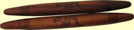 clap sticks mulga wood hand burnt