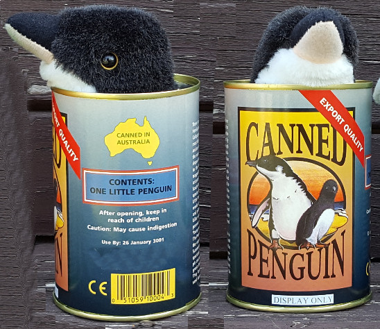 canned penguin toy
